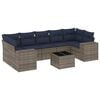 vidaXL Conjunto de sof&aacute; de jardim com 8 pe&ccedil;as e almofadas em rattan sint&eacute;tico cinza
