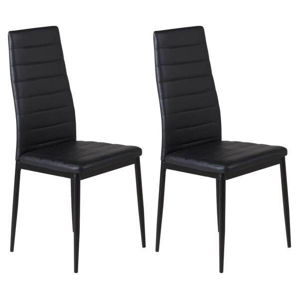 Venture Home Cadeiras de jantar Slim 2 pcs aspeto de couro preto