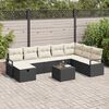 vidaXL Conjunto de Sofá de Jardim 9 pcs Preto Rattan Sintético