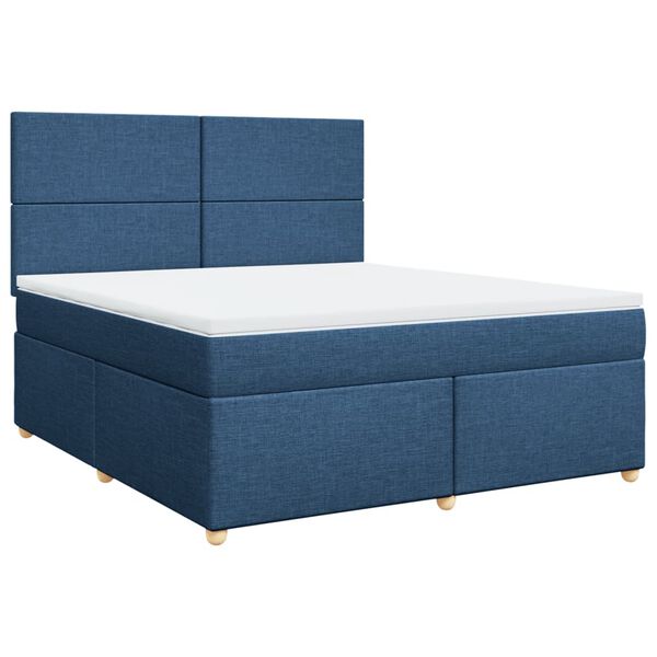 vidaXL Cama com molas/colch&atilde;o 180x200 cm tecido azul