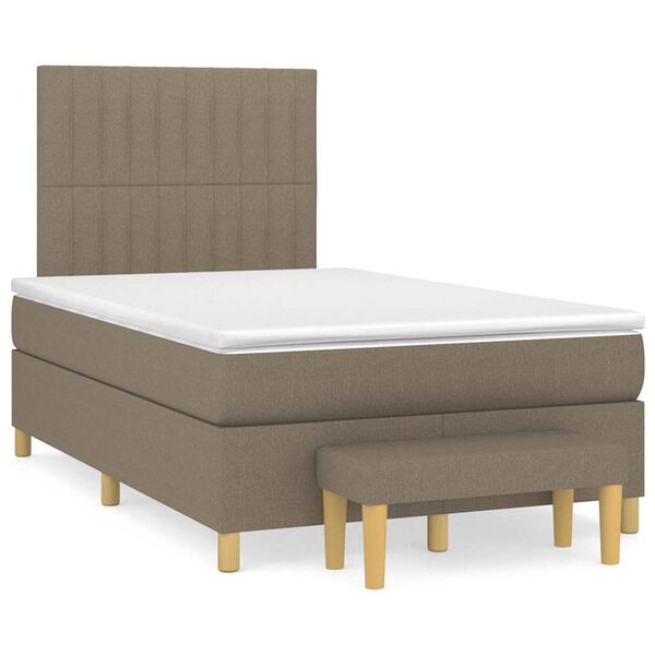 vidaXL Cama boxspring c/ colch&atilde;o 120x190cm tecido castanho-acinzentado
