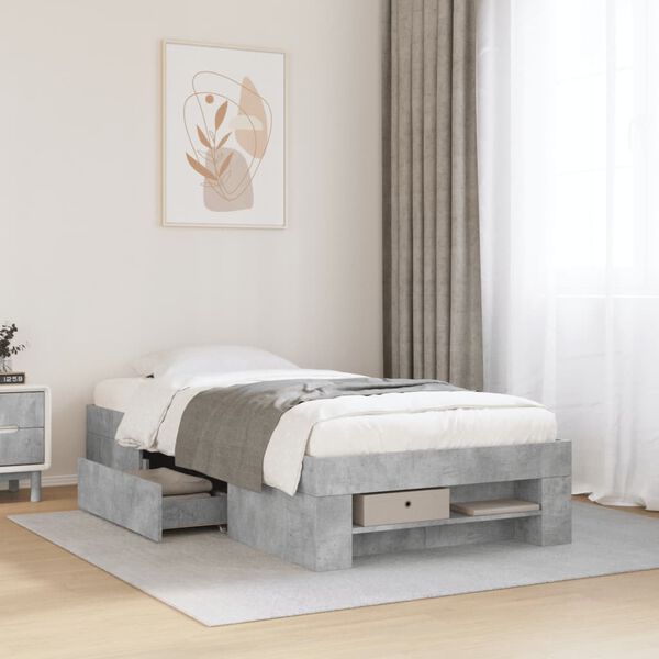 vidaXL Estrutura de cama 100x200 cm derivados de madeira cinza sonoma