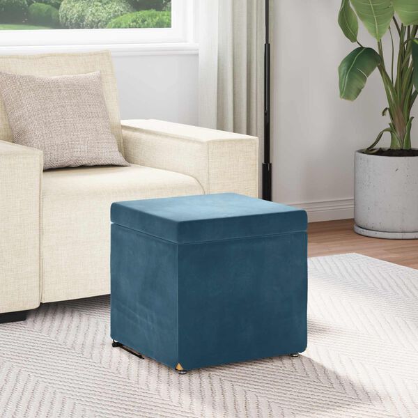 vidaXL Banqueta Azul 41 x 41 x 40 cm Veludo e Madeira de Engenharia