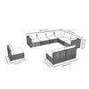 vidaXL 9 pcs conjunto lounge de jardim c/ almofad&otilde;es vime PE cinzento