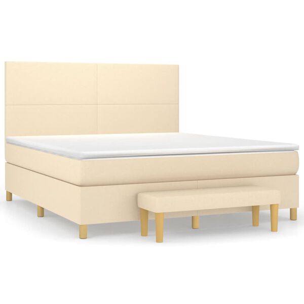 vidaXL Cama com molas/colch&atilde;o 180x200 cm tecido cor creme