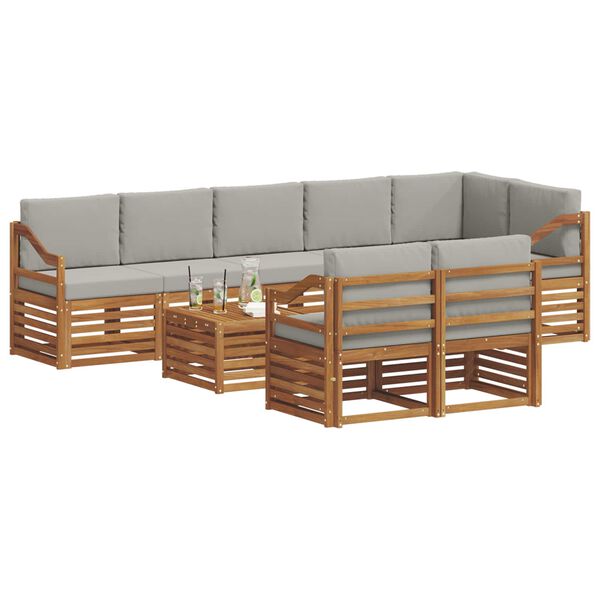 vidaXL Conjuntos de sof&aacute;s com almofada 9 pcs Cinza Natural e Claro