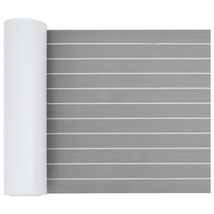 vidaXL Tapete de Barco Riscas Cinza Claro e Branco 240 x 60 cm EVA