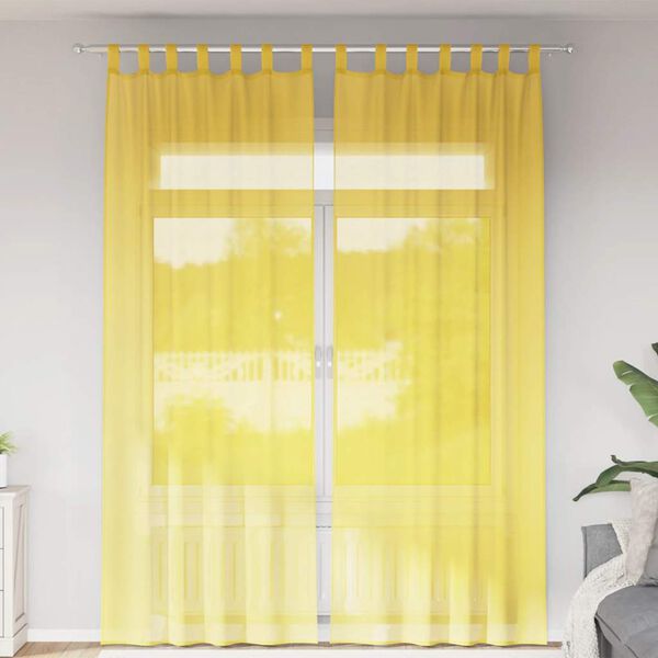 vidaXL Cortinas de voile com la&ccedil;os 2 pcs amarelo 140x260 cm