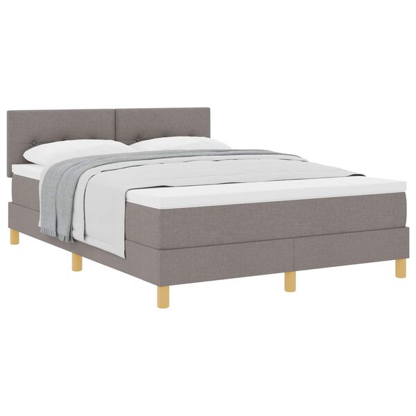 vidaXL Cama Box com almofada Cinzento-acastanhado 160 x 200 cm tecido