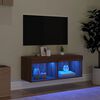 vidaXL M&oacute;vel de TV com luzes LED 80x30x30 cm carvalho castanho