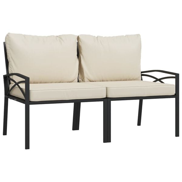 vidaXL 7 pcs conjunto lounge de jardim aço c/ almofadões areia
