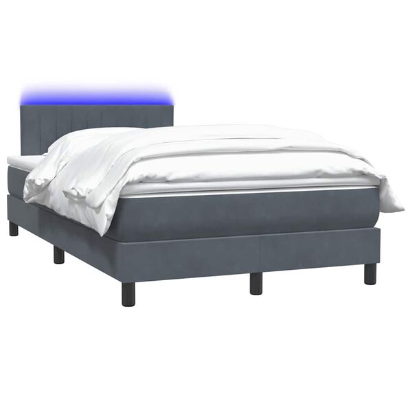 vidaXL Cama box spring c/ colch&atilde;o e LED 120x220 cm veludo cinzento-escuro