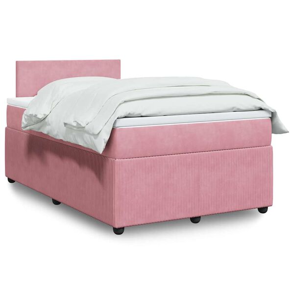 vidaXL Cama boxspring com colch&atilde;o 120x190 cm veludo rosa
