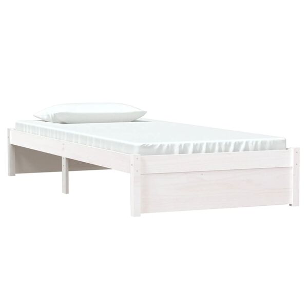 vidaXL Estrutura de cama solteiro 90x190 cm madeira maci&ccedil;a branco