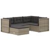 vidaXL 5 pcs conjunto lounge de jardim c/ almofad&otilde;es vime PE cinzento