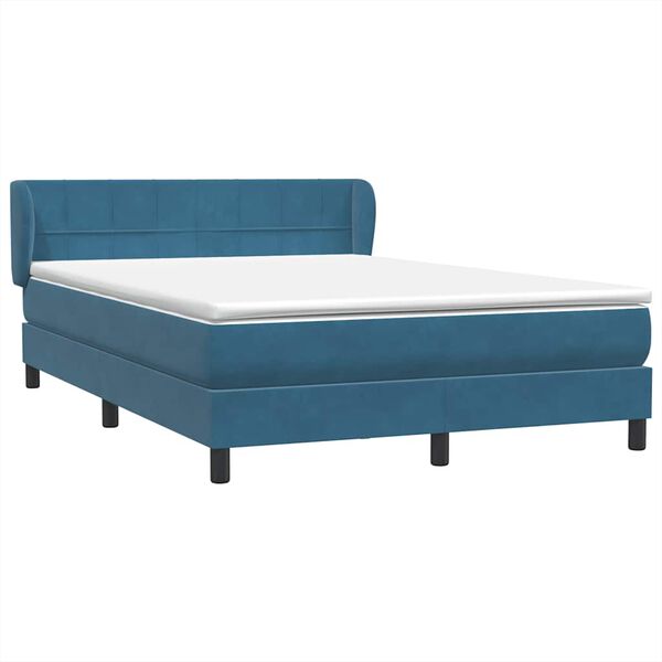 vidaXL Cama com molas/colch&atilde;o 160x220 cm veludo azul-escuro