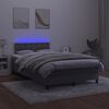 vidaXL Cama box spring c/ colch&atilde;o/LED 120x200cm veludo cinzento-escuro