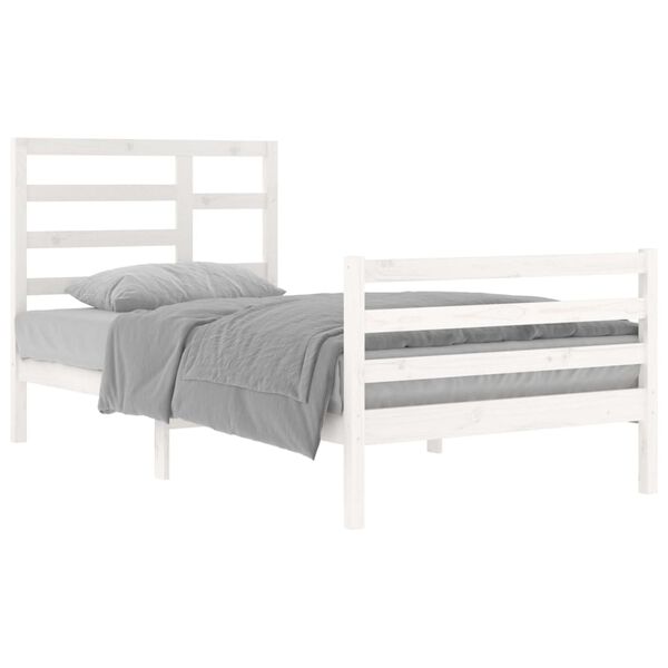 vidaXL Estrutura de cama 100x200 cm madeira maci&ccedil;a branco