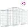 vidaXL Cestos gabi&atilde;o arqueados 5pcs 200x30x100/120cm ferro galvanizado