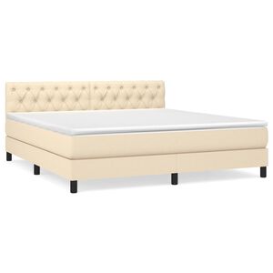 vidaXL Cama com molas/colch&atilde;o 160x200 cm tecido cor creme