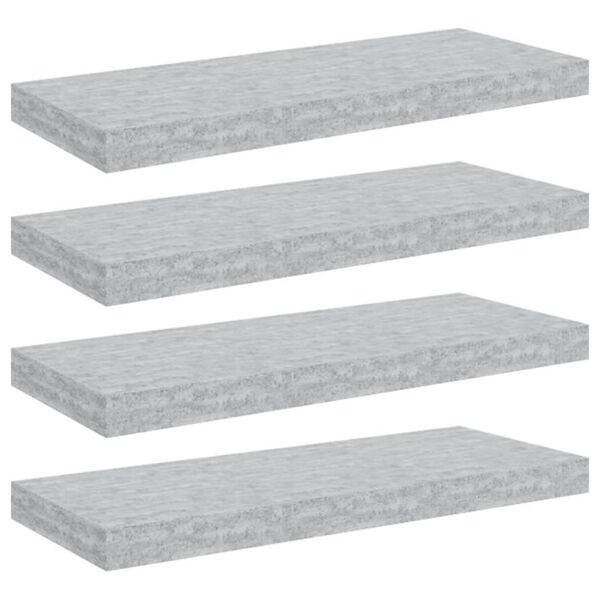 vidaXL Prateleiras de parede 4 pcs 60x23,5x3,8cm MDF cinzento-cimento