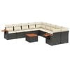 vidaXL 11 pcs conjunto sof&aacute;s de jardim c/ almofad&otilde;es vime PE preto