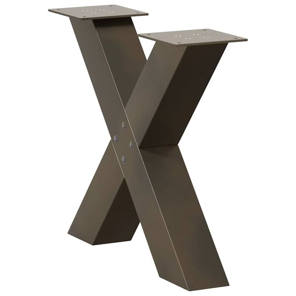 vidaXL P&eacute;s para mesa de centro em formato de X, 2 pe&ccedil;as, a&ccedil;o natural, 50x(42-43) cm, a&ccedil;o