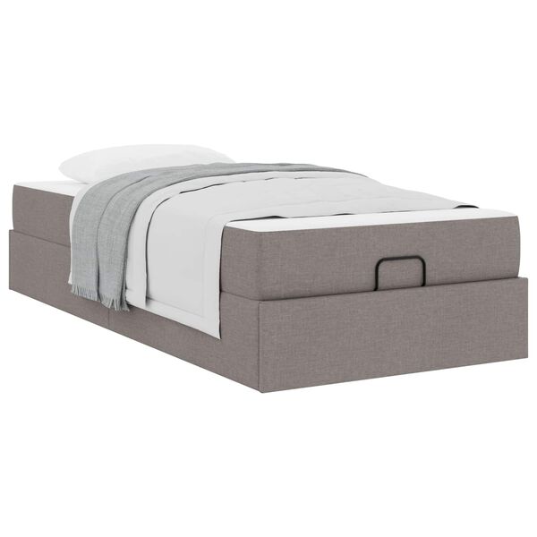 vidaXL Estrutura de cama com colch&atilde;o 2 pcs Cinzento-acastanhado tecido