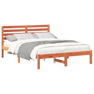 vidaXL Estrutura da Cama com cabeceira Marrom Cera 135 x 190 cm