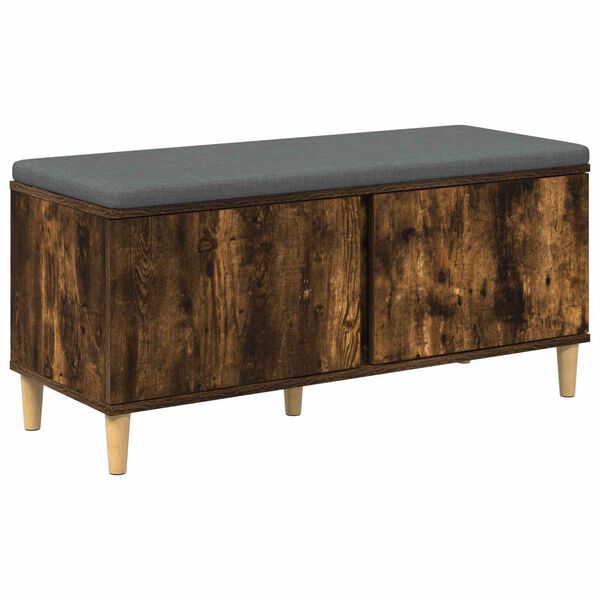 vidaXL Banco de Hall com almofada Carvalho Defumado 60 x 38 x 46 cm