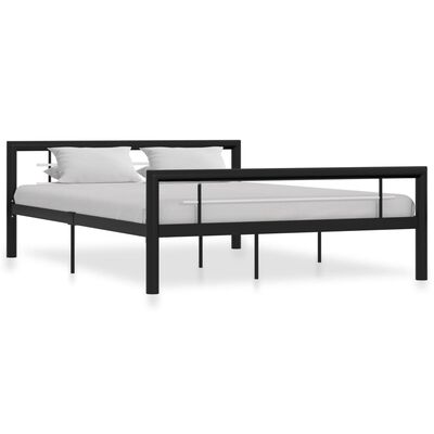 vidaXL Estrutura de cama 140x200 cm metal preto e branco