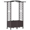 vidaXL Cama Elevada com Treli&ccedil;a e Telhado Castanho 125 x 40 x 144 cm