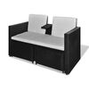 vidaXL 4 pcs conjunto lounge de jardim c/ almofad&otilde;es vime PE preto