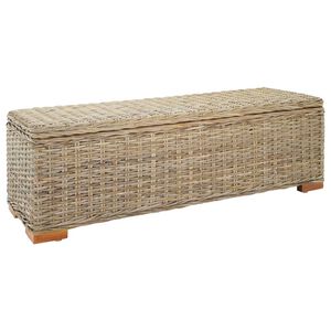 vidaXL Caixa de arruma&ccedil;&atilde;o 110 cm vime kubu natural/mogno maci&ccedil;a