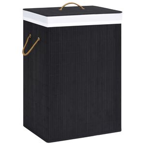 vidaXL Cesto para roupa suja c/ sec&ccedil;&atilde;o &uacute;nica bambu preto