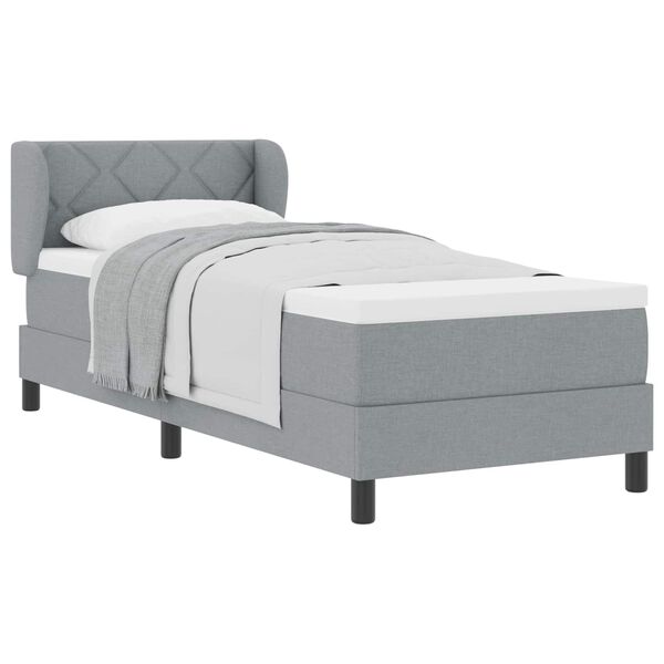 vidaXL Cama Box com colch&atilde;o Cinzento-claro 80 x 200 cm tecido