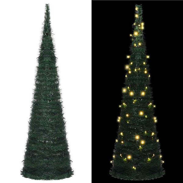 vidaXL &Aacute;rvore Natal pop-up artificial pr&eacute;-iluminada 210 cm verde