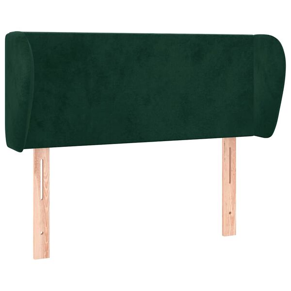 vidaXL Cabeceira de cama c/ abas veludo 103x23x78/88cm verde-escuro