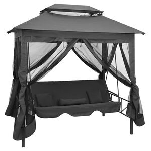 vidaXL Baloi&ccedil;o jardim + toldo convert&iacute;vel 220x160x240cm a&ccedil;o antracite