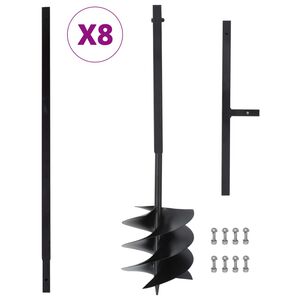 vidaXL Broca de terra com pega 250 mm com tubo de extens&atilde;o de 8 m a&ccedil;o