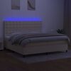 vidaXL Cama box spring c/ colch&atilde;o e LED 200x200 cm tecido cor creme