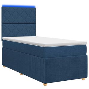 vidaXL Cama Box com LED e Colch&atilde;o Azul 100 x 200 cm Tecido