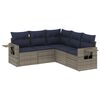 vidaXL Conjunto de sof&aacute; de jardim de 5 pe&ccedil;as com almofadas em rattan sint&eacute;tico cinza
