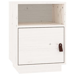 vidaXL Mesa de cabeceira 40x34x55 cm madeira de pinho maci&ccedil;a branco