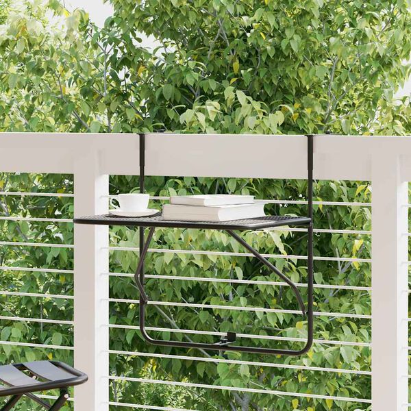 vidaXL Mesa para varanda 60x40 cm a&ccedil;o preto