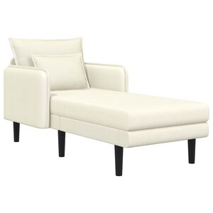 vidaXL Chaise longue grande Creme Tecido de veludo c&ocirc;tel&eacute;