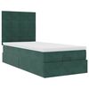 vidaXL Estrutura de cama otomana colch&otilde;es 90x200cm veludo verde escuro