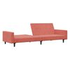 vidaXL Sof&aacute;-cama de 2 lugares com apoio de p&eacute;s veludo rosa