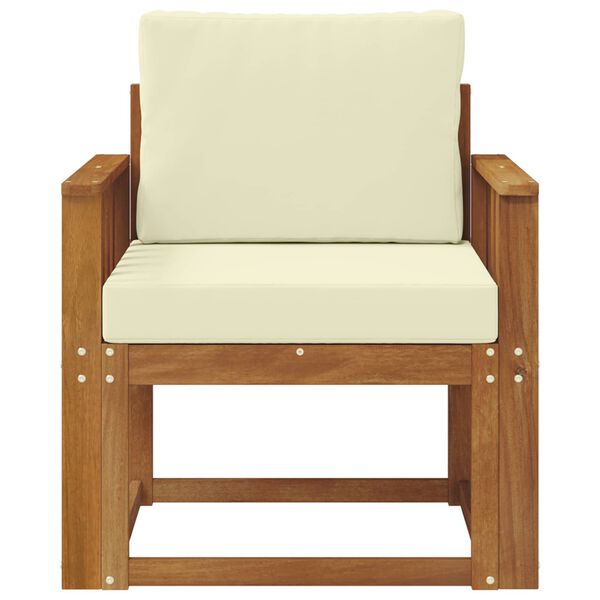 vidaXL Sof&aacute; exterior Madeira de Ac&aacute;cia maci&ccedil;a e Poli&eacute;ster Natural