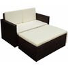 vidaXL 2 pcs conjunto lounge jardim c/ almofad&otilde;es vime PE castanho